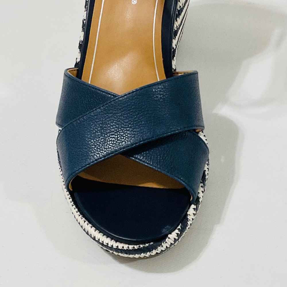 VIONIC Marina womens platform wedge heel sandal navy stripe ankle strap NWT 8 - Picture 5 of 12